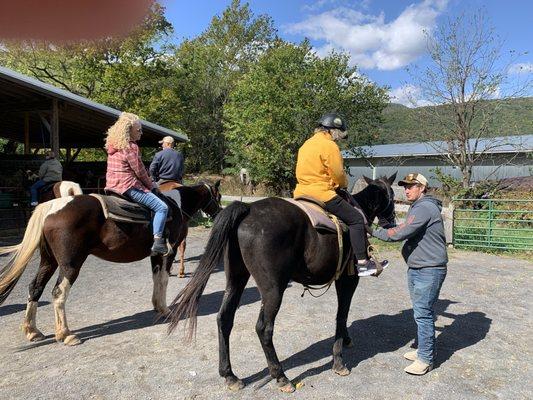 The wife on her OLD horse