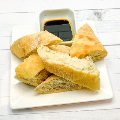 Focaccia with balsamic and olive oil for dipping