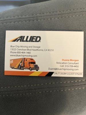 Duane Morgan business card