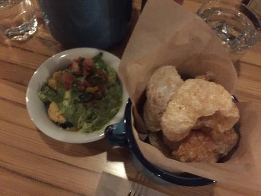 Getting ready for the bomb. Guacamole with sea urchin and pork skin.