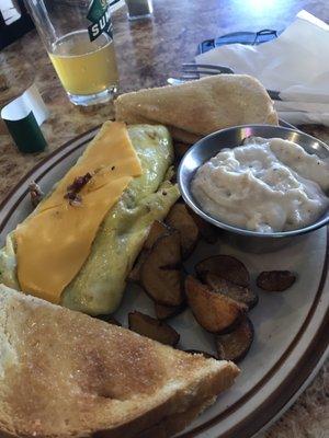 Jordan's Omelette - ham, cheese, sausage with American fries