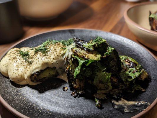 Brussels sprouts with whey foam