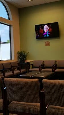 Sick child area is just as spacious and cozy, and has the same movie playing.