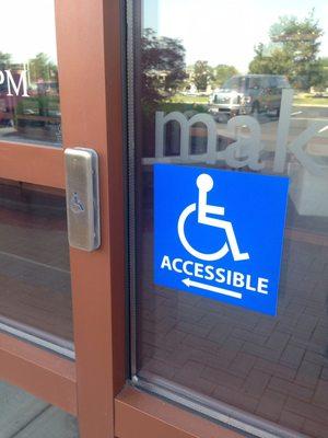 Press the button to automatically open the door for handicapped.