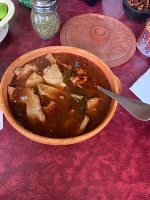 Menudo with homemade tortillas