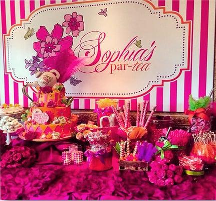 Design sign/backdrop to complement a sweet Par-TEA celebration:)