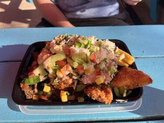 Rice bowl with breaded fish