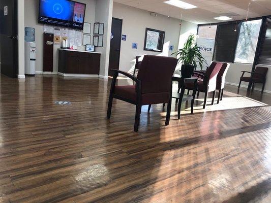 All waiting room chairs are spaced out (at least 6 feet apart)