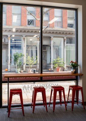 Our taproom ledge seating