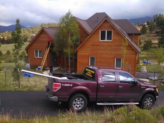 Executive Home being re roofed in Estes Park by Hometowne Roofing