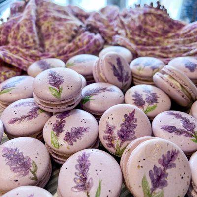 Hand painted lavender honey macarons