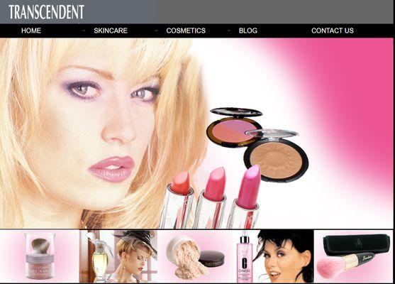 Cosmetic website design for Transcendent cosmetic products