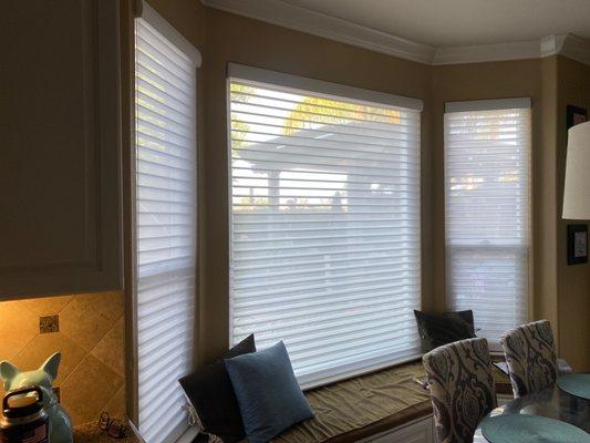 Sheer shades in kitchen nook