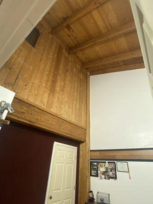 A medium unit with two story ceilings