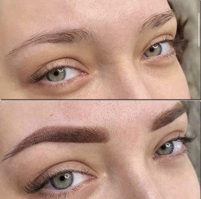 Ombré Powdered Eyebrows 350$, Touch-Up is 250$