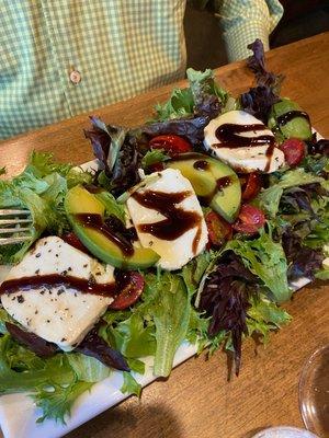 Caprese and avocado salad with fresh mozzarella