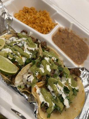 3 Street asada Tacos Combo