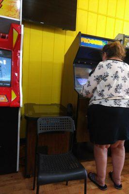 Grammy is enjoying the arcade