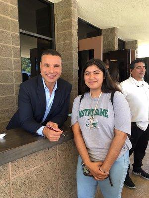 Guest speaker Amir Tsarfati and my daughter after Church.