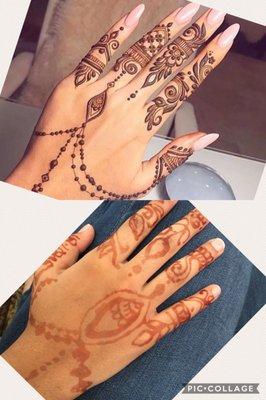 What she said she could do VS what she actually did!  Don't do your henna here!   My 3 year old could have done a better job.