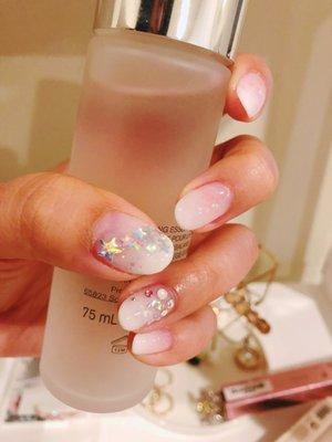 Gradient nails with shooting star  *kira kira* ^.^