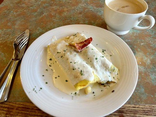 Lobster and seafood crepes with chai tea