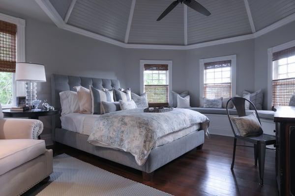 A transitional guest bedroom.