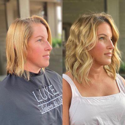 before and after hair extensions