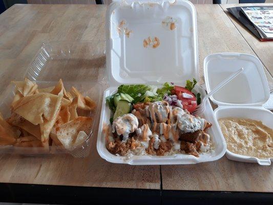 Chicken and falafel combo plate