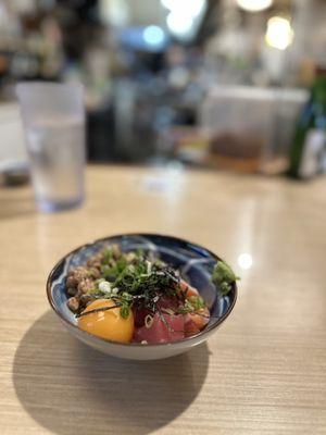 Maguro natto with the tkg egg.