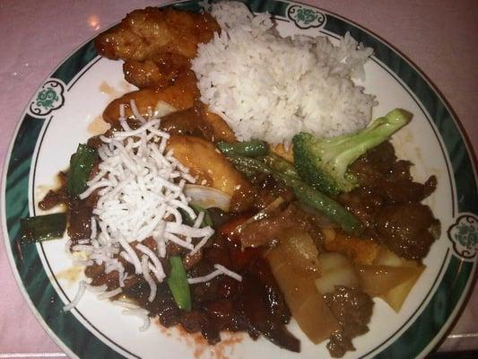 A variety of dishes on their buffet line.