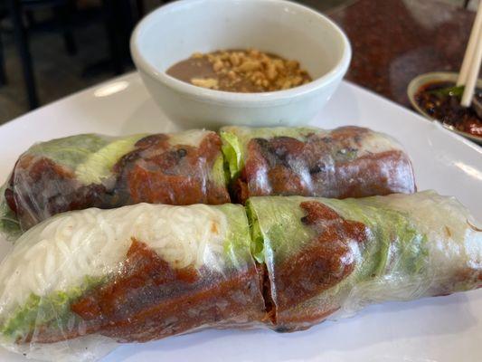 Bbq pork spring rolls