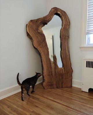 One of a kind mirror! Beautiful store, wonderful woodwork, and great service