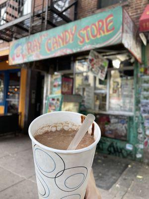 About $5, Large Chocolate Egg Cream