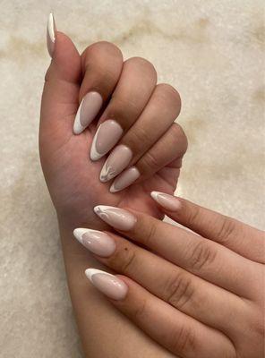 Nail tips with acrylic & gel polish.