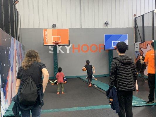 Basketball area on trampolines