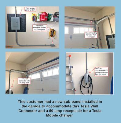 Tesla Wall Connector fed from a new garage EV-panel