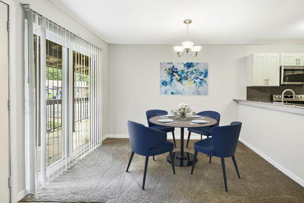 Dining area in the one bedroom apartment at Enclave Apartments in Winston Salem, NC