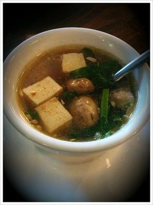 1st dish we made: sweet and sour soup w/tofu and mushrooms