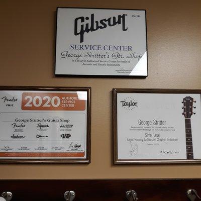 Authorized Warranty Service Provider for the Fender, Gibson and Taylor families of guitars.