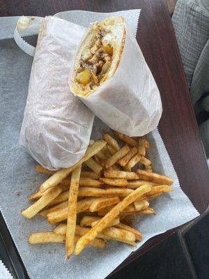 Chicken Melt Sandwich and cajun fries