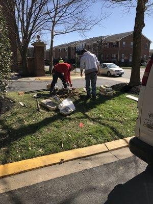 Outdoor light pole installation.