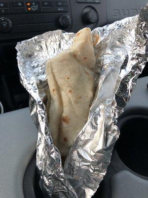 Can't think of a better early morning co-pilot than a Breakfast Burrito with cheese in my center console.