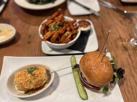 California burger, Mexican street corn, and Diablo garlic fries. All of it was very good!