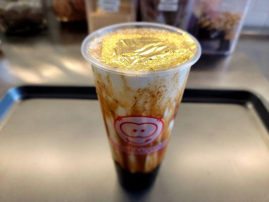 Gold Foil Dirty Boba (Brown Sugar) Fresh Milk Latte