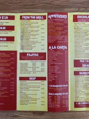 Menu and food