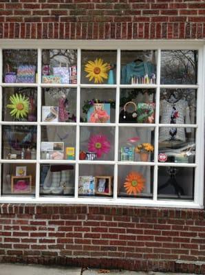 Display window at "Hooked Fine Yarn Boutique" great yarn shop. Come check it out.