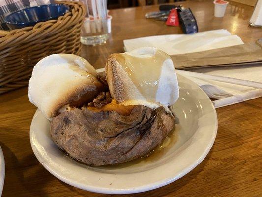 Huge marshmallows on the sweet potato!