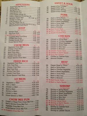 Regular Menu