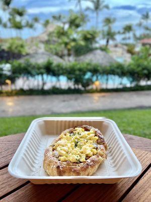 Hamakua Wild Mushroom Flatbread ($19) Local Eggs, Alii Mushroom, Pizza Sauce, Goat Cheese Truffle, Mozzarella, Parmesan, Parsley